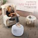 Cozy Plush Grey Pouf | Living Room Ottoman Footrest at 20 x 15 Inches | Soft, Non-Shedding Round Stool Sofa Ottoman with Supportive Foam Filling | Foot Rest for Couch