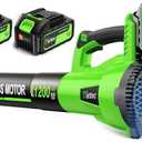 Tietoc Leaf Blower Cordless, 1200W Brushless Electric Leaf Blower with 2 X 4.0Ah Battery, 6 Speed Powerful Leaf Blowers for Garden, Patio, Lawn Care, Gift for Men Dad Husband Fathers (Green)