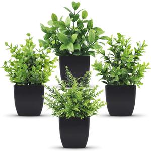 Der Rose Set of 4 Pack Small Fake Plants Mini Artificial Faux Plants Indoor for Bathroom Farmhouse Room Table Decor