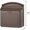 Whitehall Wall Mailbox - Locking - French Bronze,Extra Large