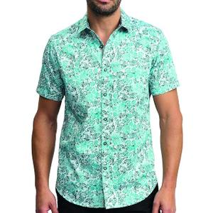 Robert Graham Men's Downing Short Sleeve Woven Button Down Shirt (Evergreen, Size M)