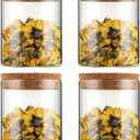 WHJY 4 Pack Rustic/Vintage Glass Jar Set - 16oz Airtight Cylindrical Jars with Cork Lids for Sugar, Coffee Bean, Nuts, Candy & More