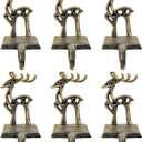 6 Pieces Reindeer Christmas Stocking Holder Christmas Hooks Skid Mantel Hooks Hanger for Fireplace Free Standing Christmas Decorations