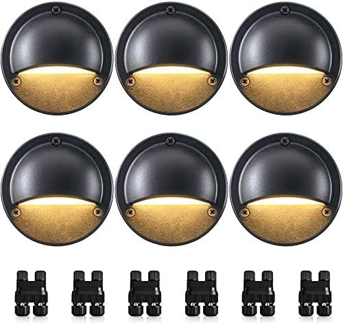 SUNVIE 5W LED Low Voltage Deck Lights, 12-24V Step Lights Outdoor with Fastlock2 Wire Connectors, Low Voltage Landscape Lighting 3000K Warm White Deck Stair Light Waterproof for Fence Post, 6 Pack