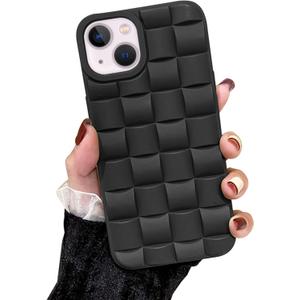 Ginkgonut Compatible with iPhone 13 Case or iPhone 14 Case for Women/Girls, Cute 3D Laid Desgin Soft Silicone Shockproof Raised Bumper Corners Case for iPhone 13 / iPhone 14（Black）