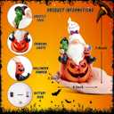 Halloween Pumpkin Gnome Statue with LED Light for Holiday Decorations Indoor Ghost Gnome Pumpkin Holding Ghostly Frog Halloween Props Collectible Figurine Fall Harvest Funny Gifts for Party (Orange)
