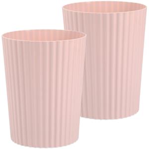 JiatuA Small Bathroom Trash Can Plastic Wastebasket Garbage Can Pink 2 Pack | Sturdy Stylish Decor Round Garbage Container Bin for Kitchen, Bedroom, Home Office, College Dorm Essentials