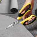 Utility Scissors Heavy Duty: 8-Inch sharp Scissors All Purpose heavy duty, Serrated Blades Cut Carpet, Cardboard, Wire, Leather, Fabric, Multipurpose Shears for Kitchen, Garden, Office, Craft (Yellow)