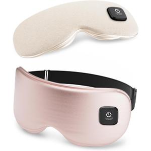 Heated Eye Mask - Cordless Eye Mask for Dry Eyes, Eye Relief, Improved Sleep, Washable Eye Heating pad for Travel and with Replaceable Shell (Champagne Blush)