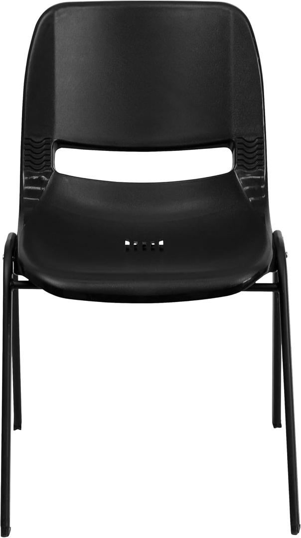 Flash Furniture HERCULES Series 440 lb. Capacity Kid's Black Ergonomic Shell Stack Chair with Black Frame and 12" Seat Height (17"D x 13.88"W x 22"H), Set of 1, Pack of 1
