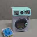 DeAO Toy Washing Machine Kids Dollhouse Furniture Toy Washer Pretend Play Household Appliance Realistic Sounds Laundry Play Set with Rotatable Roller for Boys Girls (Blue) (White)