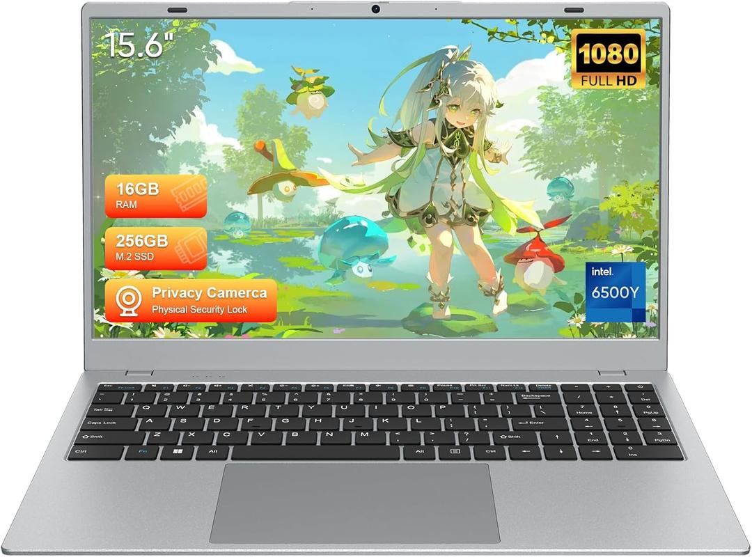 15.6" Full HD Laptop with 16GB RAM 256GB SSD,Laptop Computer, Dual-core 6500Y Processor Up to 3.4GHz,WiFi5,USB-C, Poratable Business and Student Laptops,Sliver (Silver)
