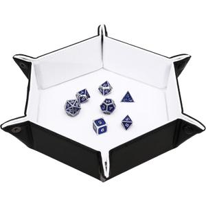Forged Dice Co. Dice Tray Portable Folding Dice Rolling Tray for use as DND Dice Tray D&D Dice Tray or Dice Game 6.5 Inch Quiets Rolling Metal Dice - Stronger Snaps Hold Tighter Than Other Dice Trays (White)