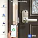Veise Fingerprint Lock with Handle - APP Control, Smart Keypad Door Lock, Keyless Entry for Front Door, Electronic Digital Knob, Remote Grant, Satin Nickel, VE019