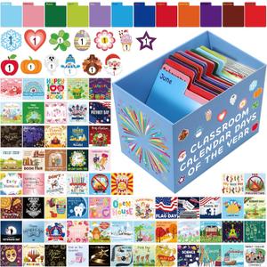Mooliwe 480 Pcs Classroom Calendar Days of the Year Set Bulletin Board Calendar Seasonal Holiday Themed Monthly Date Number Cards for Preschool Homeschool Classroom Bulletin Board Decoration
