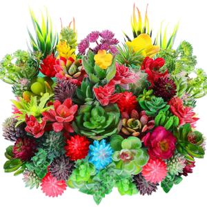 WILLBOND 50 Pcs Bulk Mini Artificial Succulents Plants Assorted Unpotted Realistic Plants Fake Textured Succulent Picks Realistic Plastic Cactus Stems for Succulent Garden Home Decor (Normal Style)