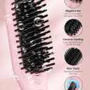 LANDOT Mini Hair Straightening Brush - Compact Heated Ionic Straightener Brush for Frizz-Free, Smooth Results, Lightweight Hot Comb & Travel Flat Iron Perfect for Short Medium Hair, Blush