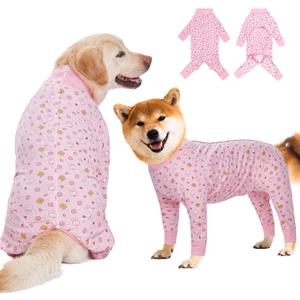 Recovery Suit for Large Medium Dogs After Surgery, Soft Breathable Anti Licking Dog Onesie E-Collar & Cone Alternative, Pet Bodysuit for Preventing Hair Loss Full Cover Wound(2XL, Pink Bunny) (2XL(Chest 26.77-29.92 in))