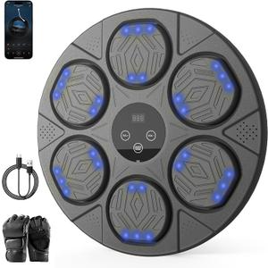 2025 Music Boxing Machine,Boxing Wall Mount Machine for Kids Adult,Bluetooth Smart Boxing Traineing Machine with Boxing Gloves, Boxing Target Workout Punching Equipment for Home,Office,Gym (Gray)