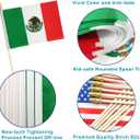 2 x QQSD Mexico Small Flag Mexican Stick Mini Hand Held Flags - Solid Wooden Pole with Spear Top, 12 Pack