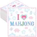 100pcs Mahjong Cocktail Napkins, 23x23cm/9x9in Double-Layer Drink Napkins for Mahjong Theme Parties Supplies Game Nights Weddings Accessories