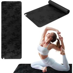 Gaiam Dry-Grip Yoga Mat - 5mm Thick Non-Slip Exercise & Fitness Mat for Standard or Hot Yoga, Pilates and Floor Workouts - Cushioned Support, Non-Slip Coat - 68 x 24 Inches