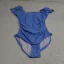 Eomenie Women's Tummy Control One Piece Swimsuit Ruffle Square Neck Bathing Suit Ruched Cutout Back Slimming Swimwear Large