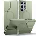 SURITCH for Samsung Galaxy S24 Ultra Phone Case, Magnetic Protective Cover with Camera Cover & Adjustable Metal Kickstand for Galaxy S24 Ultra (2024)-Sage Green