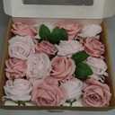 Ling's Moment Artificial Flowers 16pcs Blush Pink Silk Roses with Stems Real Look, 3.5" Fake Ombre Slate Pink Vendela Roses Bulk for DIY Wedding Bouquets Centerpieces Party Baby Shower Home Decoration