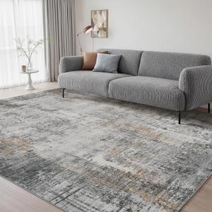8 x 10 Area Rugs for Living Room, Machine Washable Non Slip Rug Ultra Soft Low Pile Indoor Carpet Modern Abstract Rugs for Bedroom Office Room Dining Room Beside, Grey