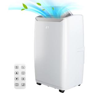 Quiet 12000 BTU Air Conditioner Portable for Room up to 550 Sq.Ft, 3 in-1 Floor Standing AC with Dehumidifier & Fan Mode, Sleep Mode, 24H Timer & Easy Window Installation Kit (12000BTU-White Cover, White Cover)