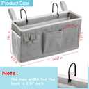 Loghot Bedside Caddy/Bedside Storage Bag Hanging Organizer for Bunk and Hospital Beds,Dorm Rooms Bed Rails,Can be Placed Glasses,Books,Mobile Phones,Keys (2pc Grey)