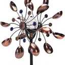 Wind Spinner Outdoor Metal - Multi-Color Seasonal LED Lighting Solar Powered Glass Ball with Kinetic Wind Spinner Dual Direction for Patio Lawn & Garden