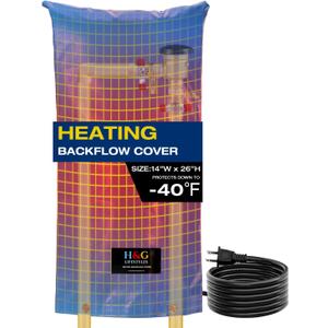 H&G Lifestyles Heated Backflow Cover for Winter,Sprinkler Covers with Heating Pads, Water Pipe Insulation -40F,Waterproof Winterrpoof Sunprotection Oxford Cloth Fabric 14" W x 26" H