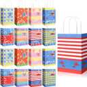 Kolldenn 24 Sets Dr. Party Favor Gift Bags Bulk with Tissue Paper Red Blue Cartoon Candy Treat Bags with Handle Cards Dr. Party Gifts Accessories for Birthday Holiday End of The Year Favors