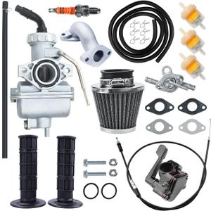 PZ20 Carburetor Carb Air Filter Thumb Throttle Cable Kit for 50cc 70cc 90cc 110cc 125cc Taotao ATA-110B ATA-125D Boulder B1 T-Force Coolster Apollo Kazuma Kids ATV Four Wheeler Quad Parts Black