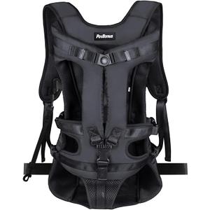 PetBonus Pet Front Dog Carrier Backpacks, Adjustable Dog Backpack Carrier, Legs Out Easy-fit Dog Chest Carrier for Medium Small Dogs, Hands Free Dog Front Carrier for Hiking, Cycling (Black, XL)