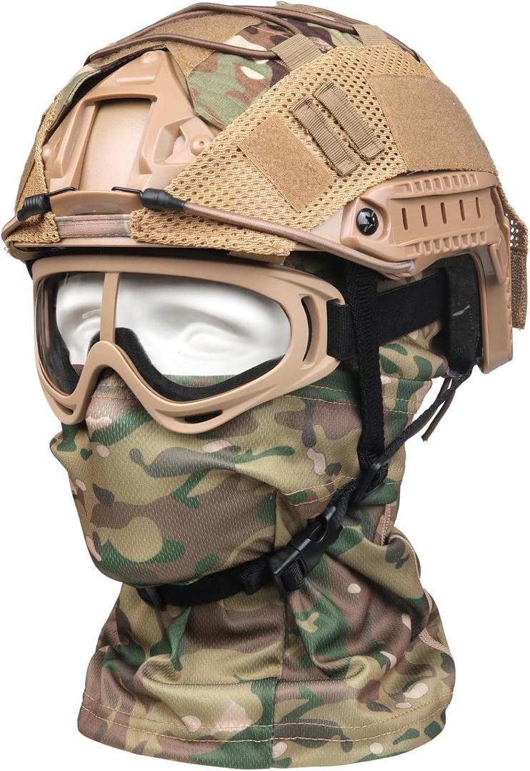HUNTURE Airsoft Helmet,Tactical Fast Helmet with Helmet Cover,Airsoft Balaclava Mask and Paintball Googles for Military Costume
