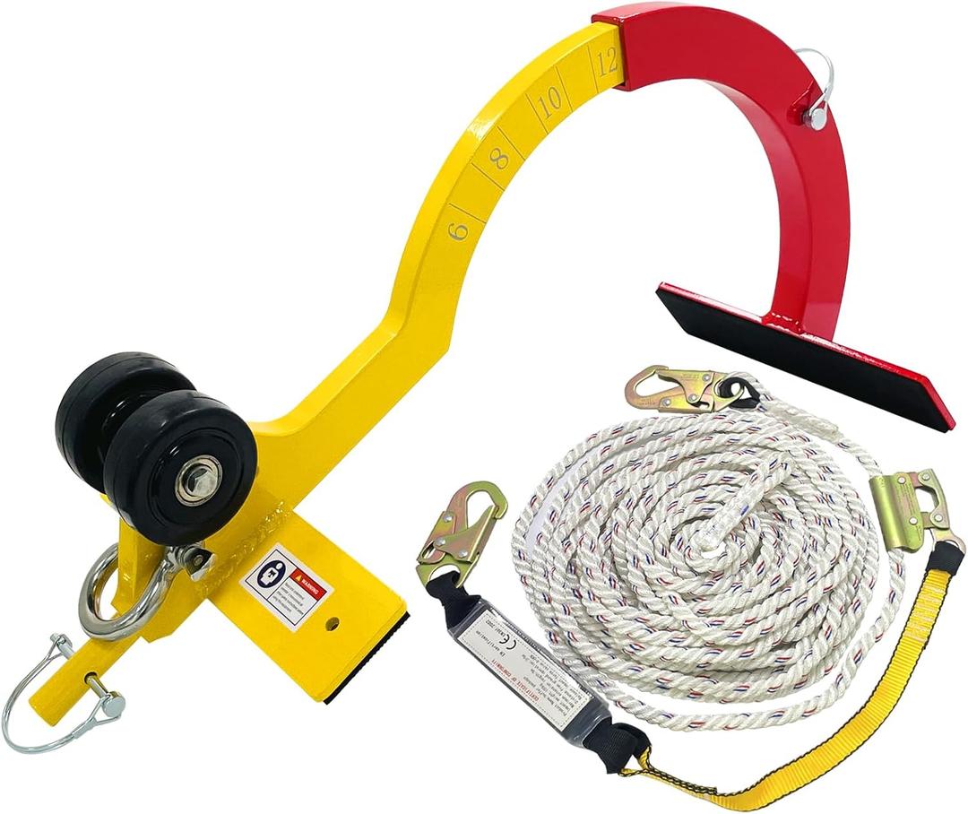 Roof Anchor, Roof Hook for First Man Up (FMU) & Last Man Down (LMD) | 50ft Rope 5000 lb Heavy-Duty Capacity Fall Protection for Steep-Slope Roofs (6/12 to 12/12) | Adjustable Ridge Safety Roofers