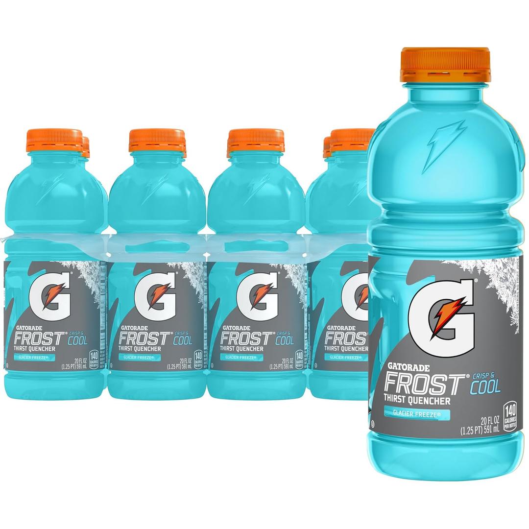 Gatorade Thirst Quencher, Glacier Freeze, 20 Fl Oz (Pack of 8) (EXP 11/05/26)