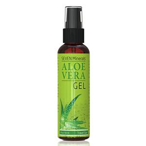 Seven Minerals, Travel Size Organic Aloe Vera Gel from freshly cut 100% Pure Aloe - 2 Fl Oz - HighestQuality, Texas grown, Vegan, Unscented - For Face, Skin, Hair, Sunburn relief (2 Fl Oz), Best By 01/2027