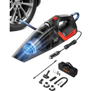 AstroAI 4-in-1 V3 Portable Handheld Car Vacuum Cleaner & Tire Inflator, 150 PSI Portable Air Compressor with Digital Dual Values Display, LED Light, 12V DC, 16.4FT Cord for Cars, Bikes, SUVs