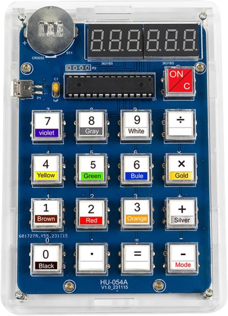 DIY Electronic Calculator Kit, 6-Digit Display, Soldering Practice Project with Resistance Reader