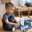 Collision Transforming Dinosaur Car Toy, Magnetic Dinosaur Transformer Car for Boys & Girls Party Favors Birthday Christmas (Blue)