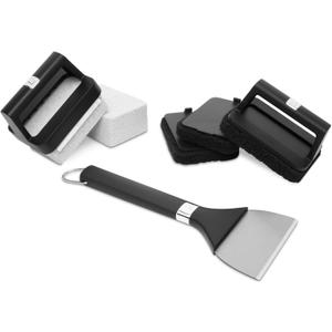 Weber Griddle Cleaning Kit, 8Piece HeavyDuty Griddle Scraper, Scour Pads, Cleaning Stones & EasyGrip Handles for Deep FlatTop Grill Cleaning (Pack of 1)