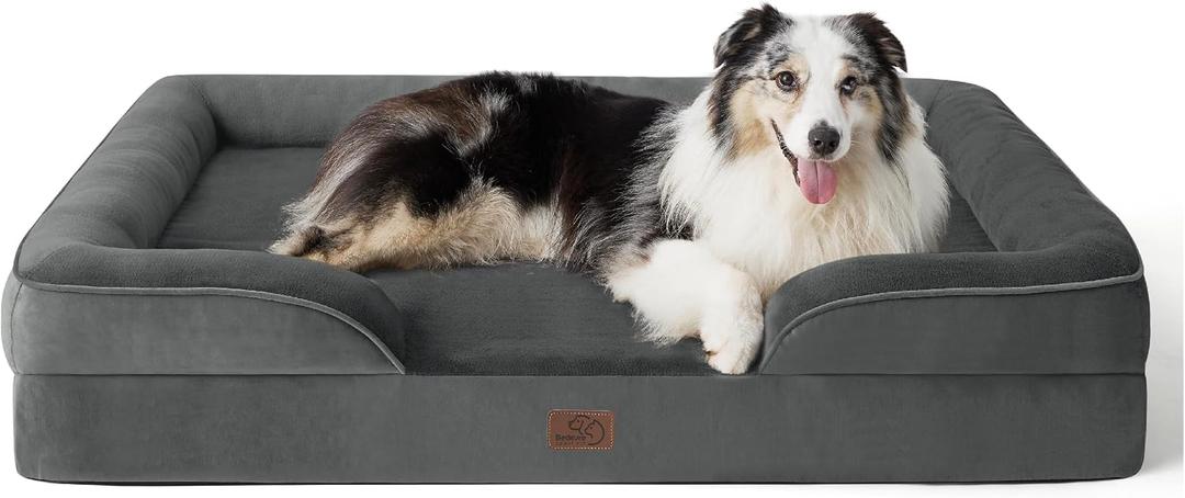 Bedsure Orthopedic Dog Bed for Extra Large Dogs - XL Washable Dog Sofa Bed Large, Supportive Foam Pet Couch Bed with Removable Washable Cover, Waterproof Lining and Nonskid Bottom, Dark Grey