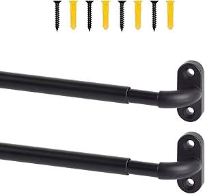 5Pack Screwed Sash Curtain Rod Adjustable 18-30 Inch, 3/8 In. Diameter, French Door Curtain Rods (Black)
