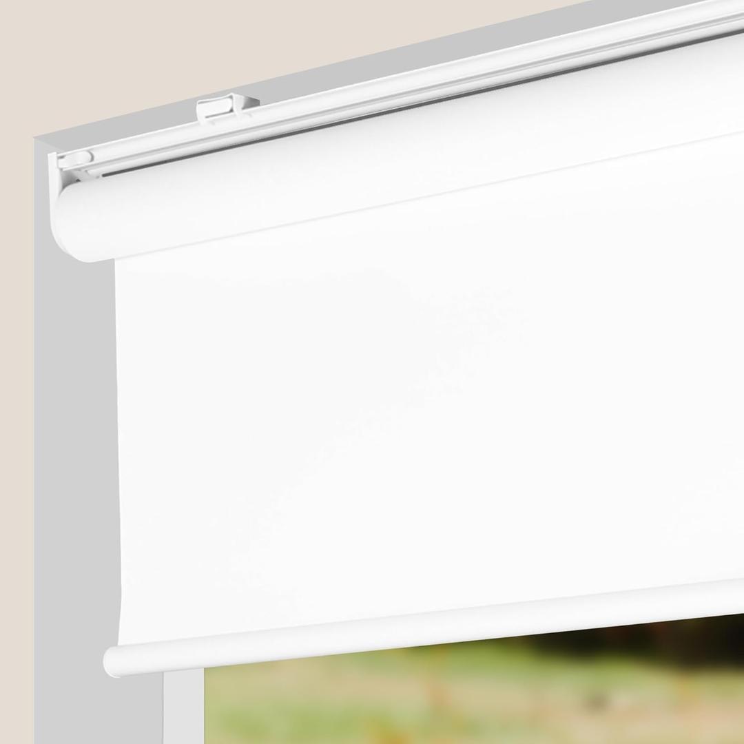 Calyx INTERIORS Blackout Roller Shades, Thermal Insulating Blinds, Cordless, 46.5" W x 48" H, White