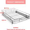 Sikarou Pull Out Cabinet Organizer 17" W x 21" D, Heavy Duty Kitchen Cabinet Pull Out Shelves, Slide Out Wire Basket for Kitchen Cabinets, Bathroom, Pantry, Chrome Finish