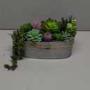 Winlyn 10" Artificial Succulent Arrangement Centerpiece Fake Succulent Plants in Rustic Metal Oval Planter Faux Potted Succulents for Home Office Bedroom Table Windowsill Shelf Mantel Decor